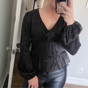 Do+Be black satin leopard blouse